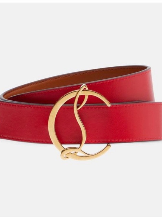 CHRISTIAN LOUBOUTIN BELT LEATHER CL LOGO GOLDTONE BUCKLE BELT SZ 65 / 26 NEW main image 5